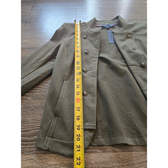 Tommy Hilfiger Olive Green Gold‑Button Field Jacket Military Style Size S NWT - Picture 8 of 9